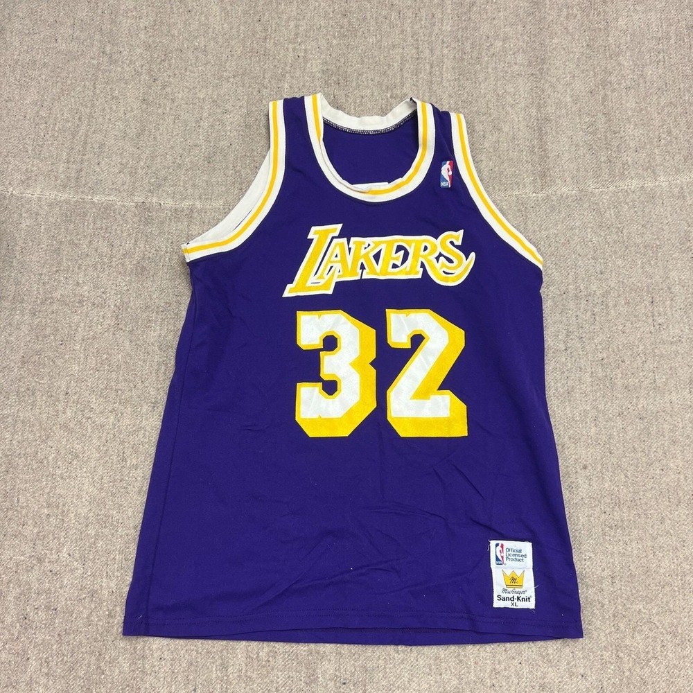 Vintage Los Angeles Lakers Jersey Mens Medium Purple 1980s Magic Johnson